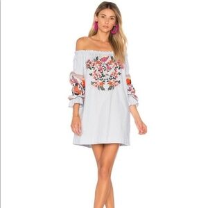 FreePeople Fleur De Jour floral Embroidered off shoulder Mini Dress 33342